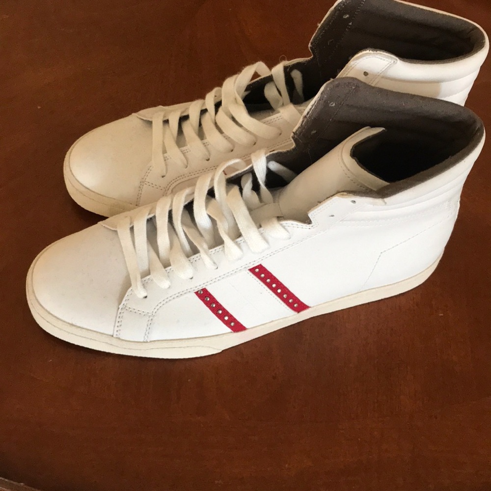 Zara white leather high top sneakers